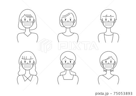 マスクをした女性のベクターイラストセット 75053893