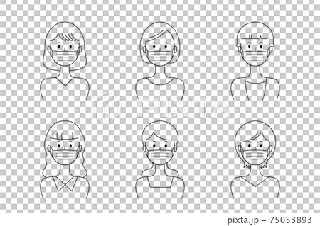 矢量插圖集的蒙面的女人 75053893