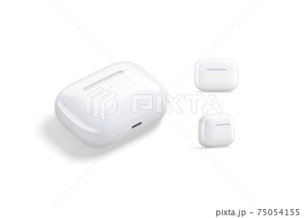Blank white small headphones case mockup, different views Blank white small headphones case mockup, different views 75054155