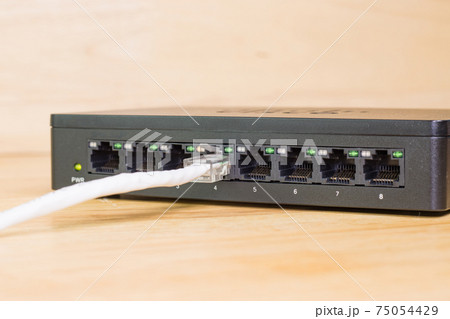 white cables to connect Lan port concept Communication connection technology white cables to connect Lan port concept Communication connection technology 75054429