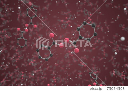 Benzoyl peroxide molecule. Ball-and-stick molecular model. Chemistry related 3d rendering 75054503