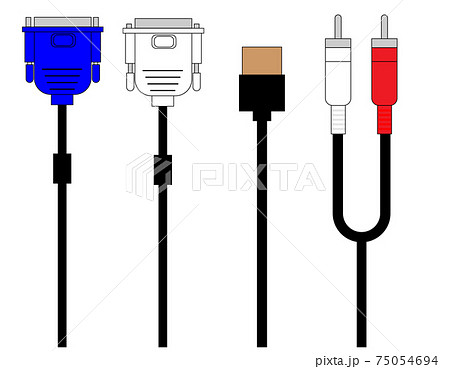 パソコンに使う色々なケーブル Cablesのイラスト素材