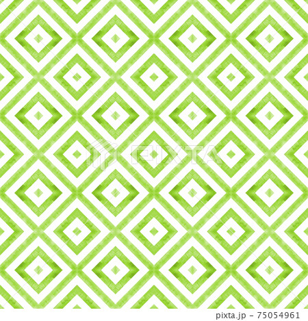 Watercolor geometric rhombus squares seamless pattern. Green stripes on white background Watercolor geometric rhombus squares seamless pattern. Green stripes on white background 75054961