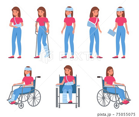 Woman with injury. Female character with... - Stock Illustration [75055075]  - PIXTA
