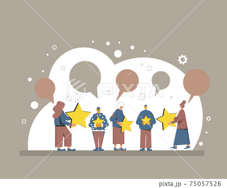 Feedback concept. People with stars in their hands Feedback concept. People with stars in their hands 75057526
