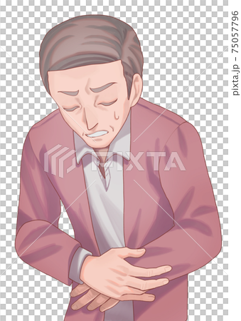 腹痛を訴えるシニアの男性(おじさん) 75057796