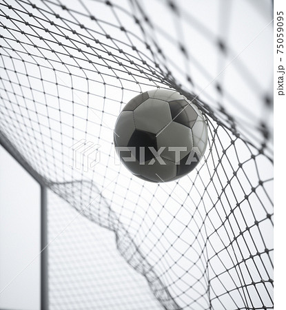Soccer Ball Scoring Goal White Background Soccer Ball Scoring Goal White Background 75059095