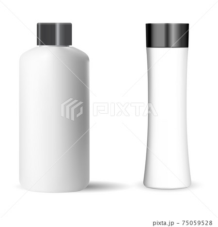 Shampoo bottle. White cosmetic package mockup set 75059528