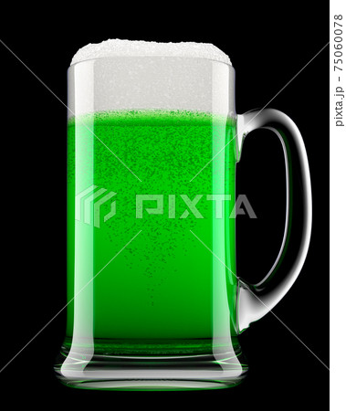 Frosty Glass Of Draft Green Beer With Bubble のイラスト素材