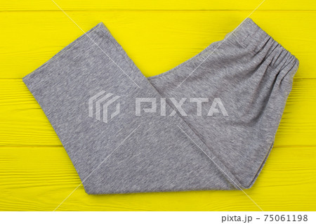 Gray melange pants on yellow 75061198