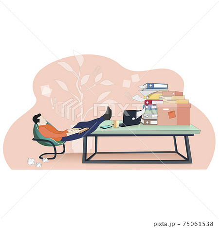 Lazy worker careless at workpalce, procrastinate concept Lazy worker careless at workpalce, procrastinate concept 75061538