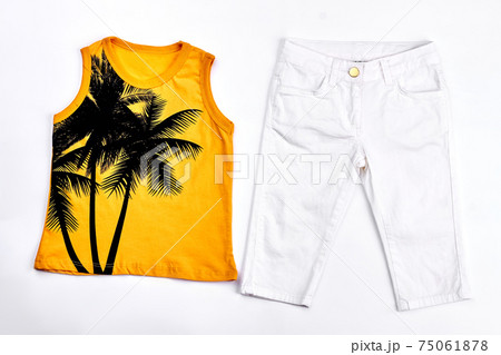 Baby-girl t-shirt and white pants. Baby-girl t-shirt and white pants. 75061878