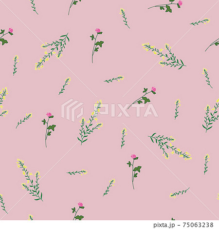 Wild flower clover and gorse seamless pattern 75063238