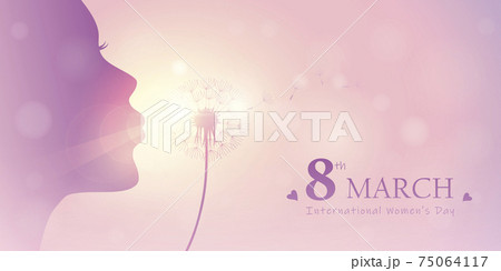 girl blows dandelion silhouette womens day 8th march 75064117