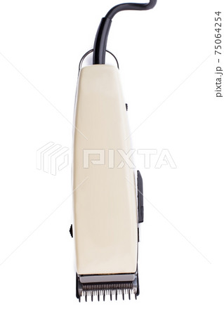 Electric hair and beard trimmer on white background. 75064254