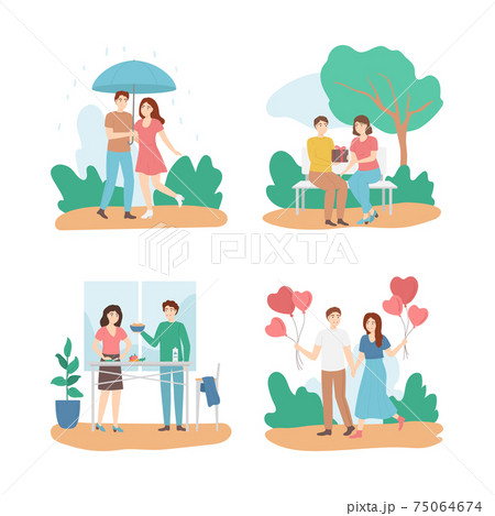 Cartoon Color Characters People and Love Family Relationship Concept. Vector Cartoon Color Characters People and Love Family Relationship Concept. Vector 75064674