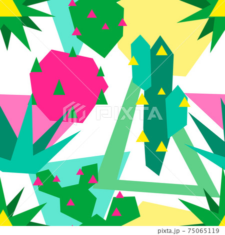 Seamless pattern with cacti and succulents. 75065119