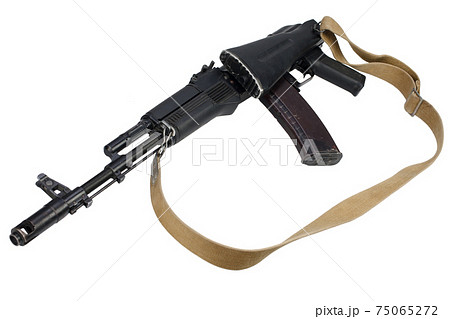 modern kalashnikov AK 74M assault rifle with folded stock 75065272