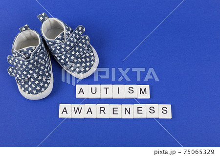 Children's denim sports shoes and inscription Autism Awareness 75065329