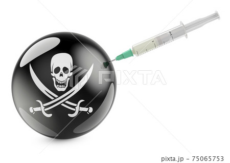 Syringe with piracy flag, 3D rendering Syringe with piracy flag, 3D rendering 75065753