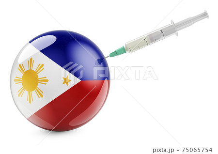 Syringe with Philippines flag. Vaccination in Philippines concept, 3D rendering 75065754
