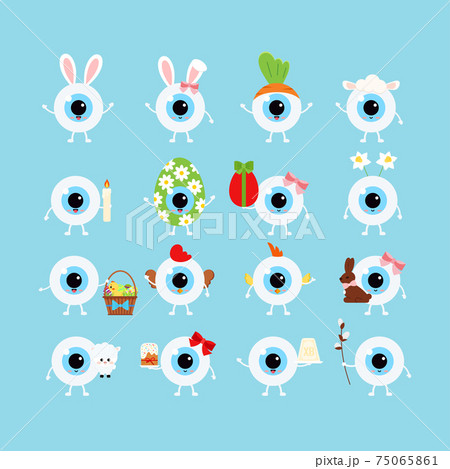 Easter cute eye ball icon set. 75065861
