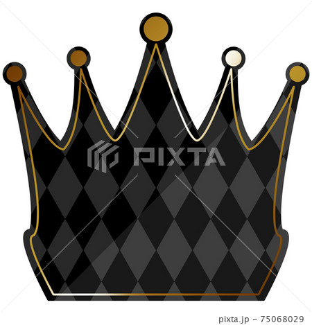 王冠のフレーム　ブラック＆ゴールド　全面にダイヤパターン 75068029