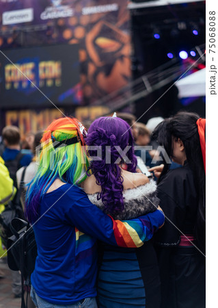 Kiev, Ukraine - June 2, 2019: Kiev Comic Con, the annual fandom festival in Kiev, Ukraine. Comic Con Festival. Cosplayers in costumes their favourite superheroes. Cosplay Marvel, Avengers, Anime, DC 75068088
