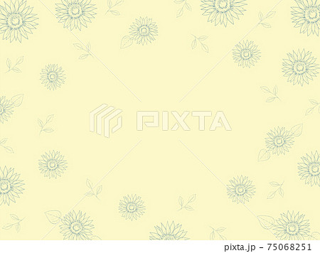 ひまわりのフレーム ラインアートのイラスト素材