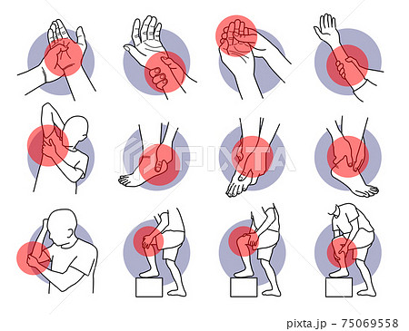 Pain And Injury On Hand And Leg Parts のイラスト素材