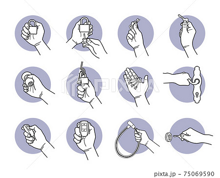 Hand holding lock and key. Hand holding lock and key. 75069590