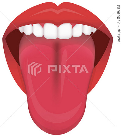 舌 べろ が表す体の不調シグナル 表面が赤い舌のイラスト素材