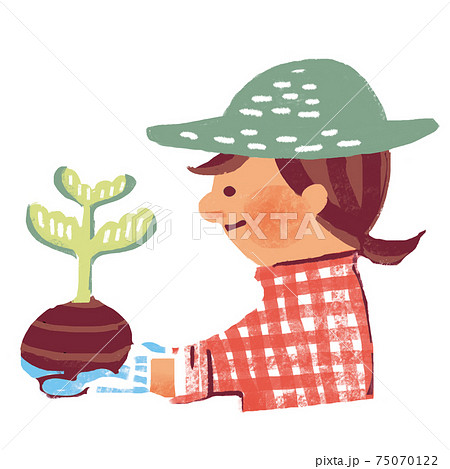 苗を持つ女性 苗を持つ女性 75070122