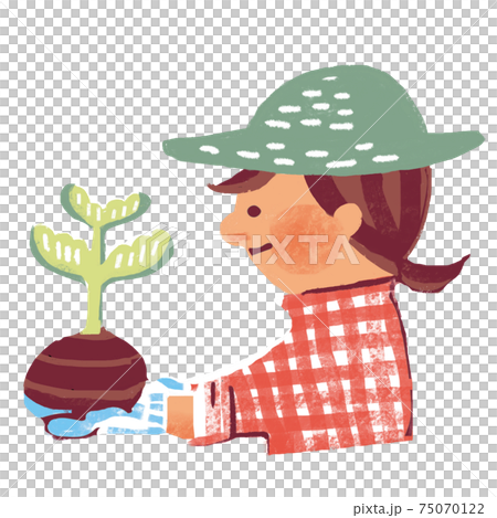 苗を持つ女性 苗を持つ女性 75070122