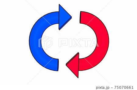 赤と青のシンプルな矢印のループ【黒淵アリ】 赤と青のシンプルな矢印のループ【黒淵アリ】 75070661