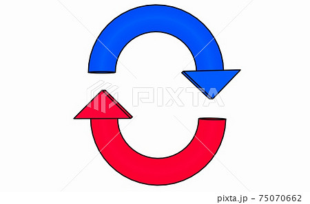 縦向きのループをイメージした赤と青の矢印の素材【黒淵アリ】 縦向きのループをイメージした赤と青の矢印の素材【黒淵アリ】 75070662