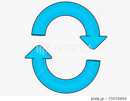 縦向きのシンプルな水色矢印のループ 75070664