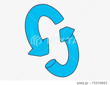 斜めを向いた水色の矢印のループ 斜めを向いた水色の矢印のループ 75070665
