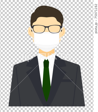 戴著口罩和眼鏡的西裝的男人 戴著口罩和眼鏡的西裝的男人 75071282