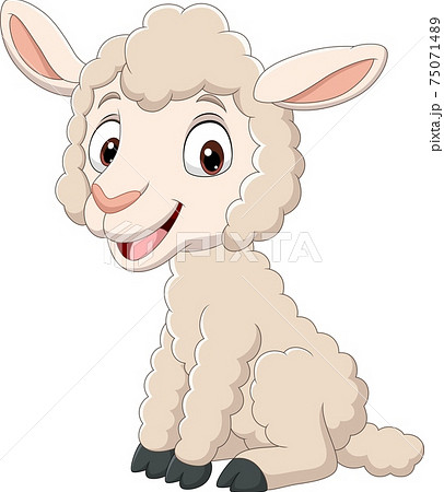 Cartoon funny baby lamb sitting 75071489