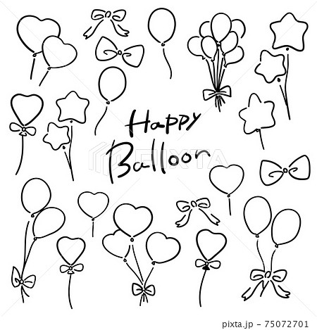 Illustration Of Handwritten Balloons And Ribbons Stock Illustration