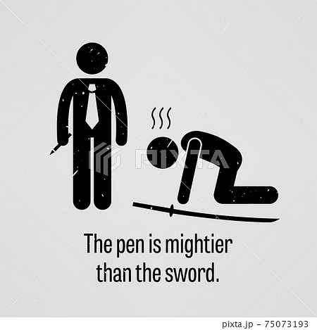 The Pen is Mightier than the Sword Stick Figure Pictogram Sayings.  75073193