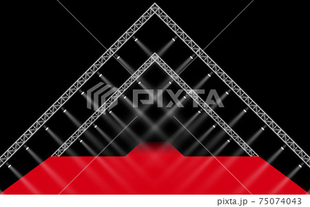 red stage with spotlight on the truss system in the hall red stage with spotlight on the truss system in the hall 75074043