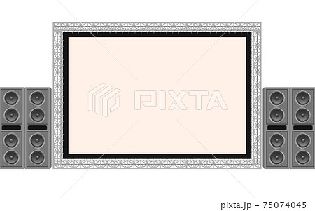 outdoor cinema screen and loudspeaker on the white background 75074045