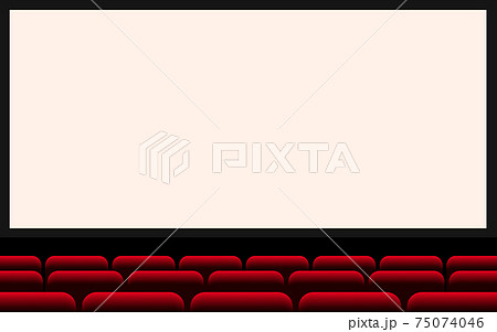 white cinema screen and red seats in the hall 75074046