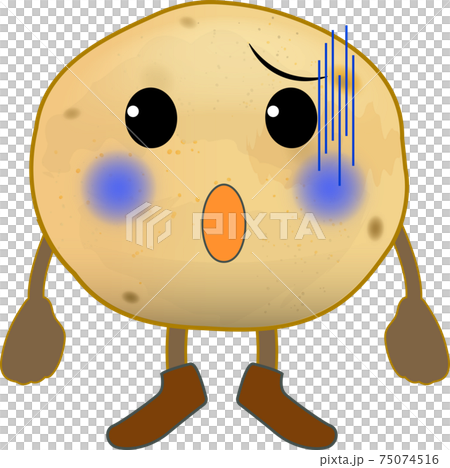 ショックを受ける可愛いじゃがいものキャラクター 75074516