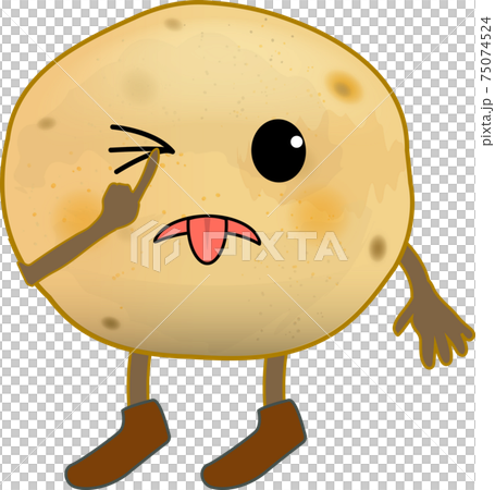 あっかんべーする可愛いじゃがいものキャラクターのイラスト素材