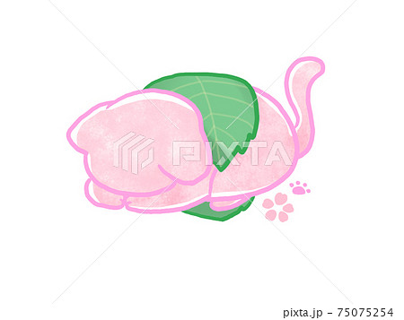 さくらもちねこ道明寺のイラスト素材