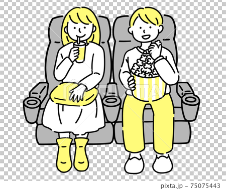 映画鑑賞する2人 Two People Watching A Movieのイラスト素材