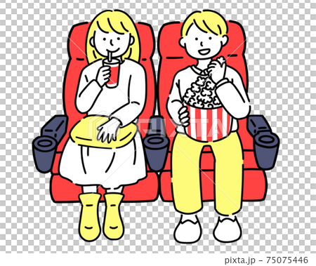 映画鑑賞する2人 Two People Watching A Movieのイラスト素材